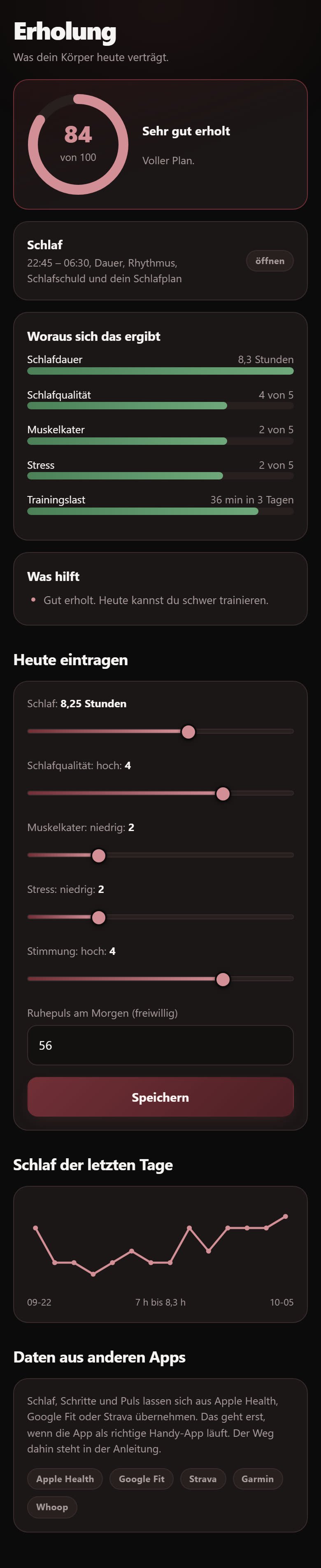 Erholung in der App