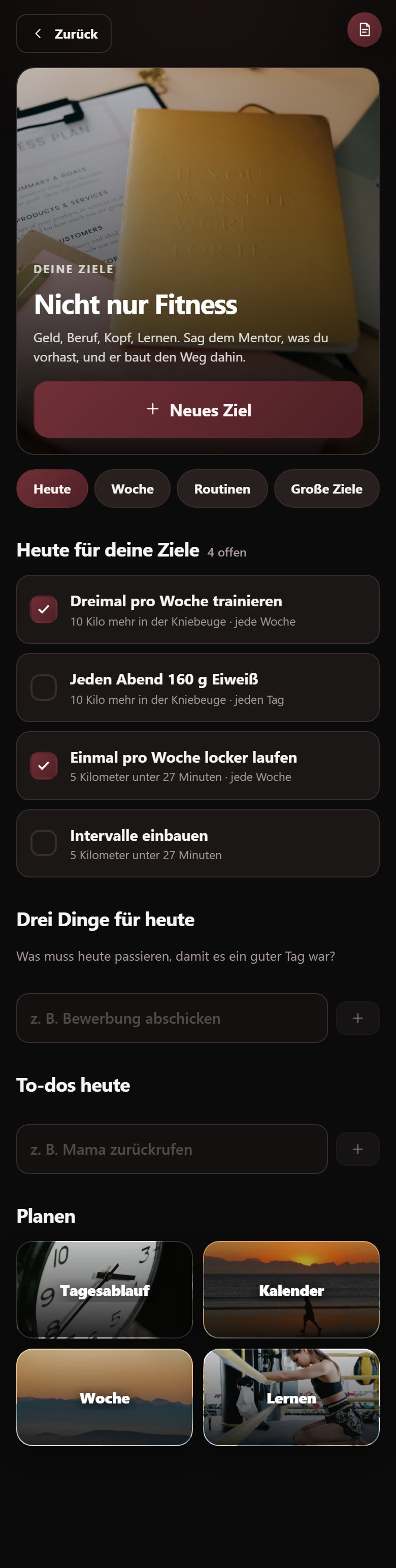 Ziele in der App